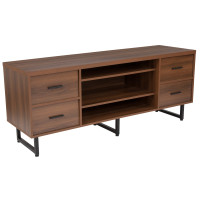 Flash Furniture NAN-JN-21743TR-GG Lincoln Collection TV Stand in Rustic Wood Grain Finish